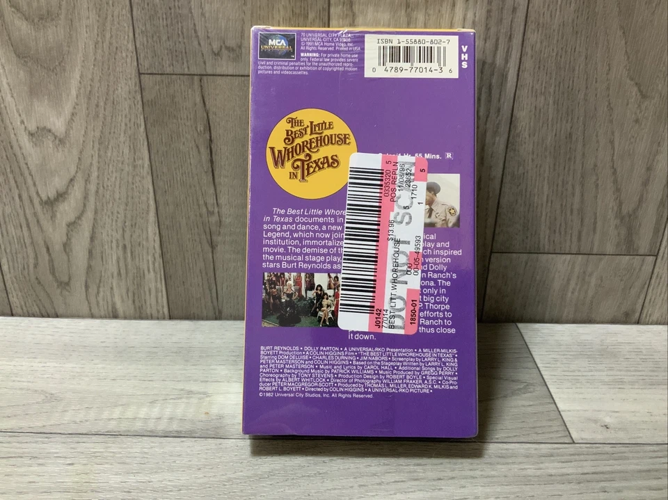The Best Little Whorehouse In Texas VHS SEALED w/ Watermarks Dolly Parton MCA  - Image 2 of 4