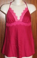 Silky Camisole Babydoll Cerise Pink Lace Front And Back Detail Gift Idea AX4