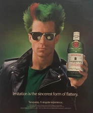 1989 Tanqueray English Gin Full Page PRINT AD 1980s Punk Rock Leather Jacket