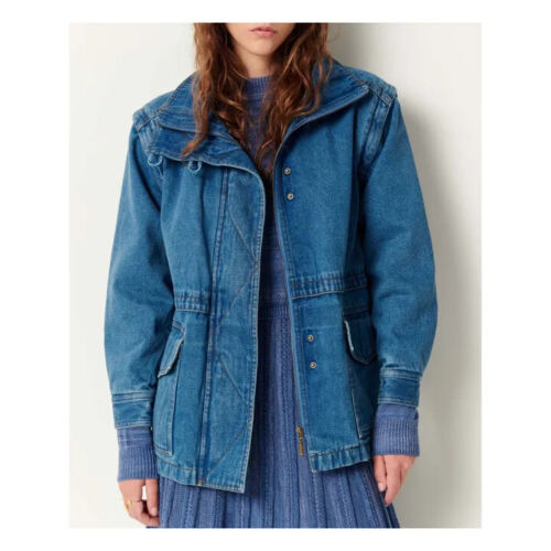 XS - Sessun 300 $ Vintage Niebieska dżinsowa górska kurtka z zdejmowanym rękawem NOWA 0818SL - Zdjęcie 1 z 7
