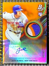 JEFF MCNEIL  --  2019 BOWMAN PLATINUM PIECES AUTOGRAPH RELICS ORANGE     #ED/25 