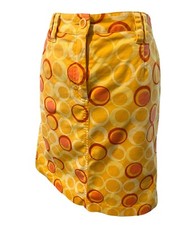 Talbots Vintage Retro Skirt Yellow Multicolored Circle Print Size 8 Above Knee