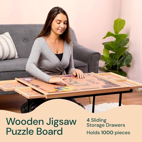 Rotating puzzle board with 4 drawers, 1000 pcs, 22x30, Cover & accessories NIB!! - Picture 6 of 6