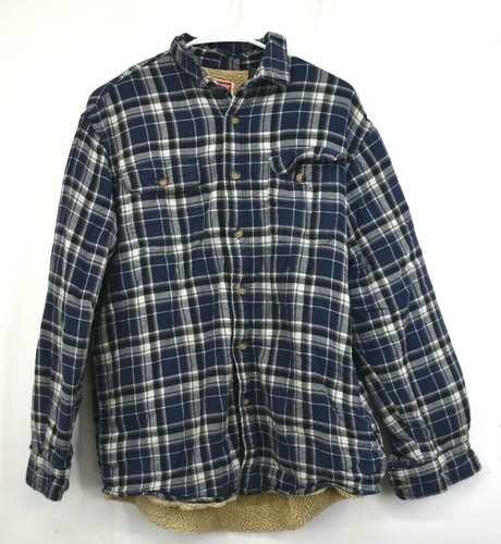 Wrangler Men Blue White Plaid Button Up 