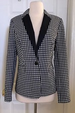 J.CREW PUCKERED GINGHAM BLAZER WITH NAVY LAPEL SIZE 10 NAVY WHITE G2016