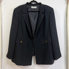 TAHARI ASL Black Blazer Jacket Womens 24W 3X White Stitch NWOT