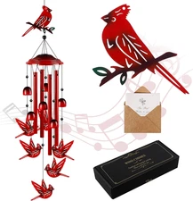 Cardinal Wind Chimes for Outdoor Decor - Memorial Gift for Garden and Patio