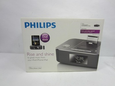 2011 Philips Dual Dock Rise and Shine Phone Dock Mod. #DC 390/37 NIB