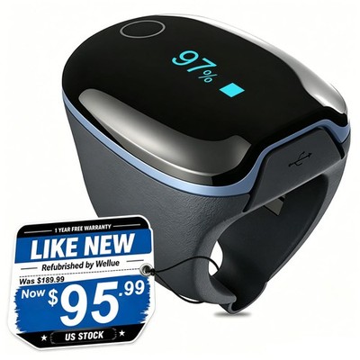 Refurbished Wellue O2 Ring Pulse Oximeter with Vibration Alarm & App/PC Software