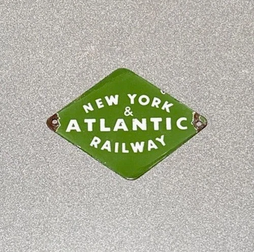VINTAGE ATLANTIC RAILROAD NEW YORK PORCELAIN SIGN CAR GAS OIL TRUCK MOTORCYCLE