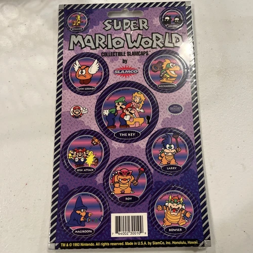 Vintage 1993 Super Mario World Sealed Slamcaps by Slamco - Nintendo NES Sealed