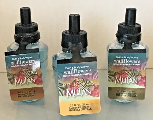 DISNEY PRINCESS MULAN WALLFLOWER HOME FRAGRANCE REFILL BATH BODY WORKS X 3 BLUE