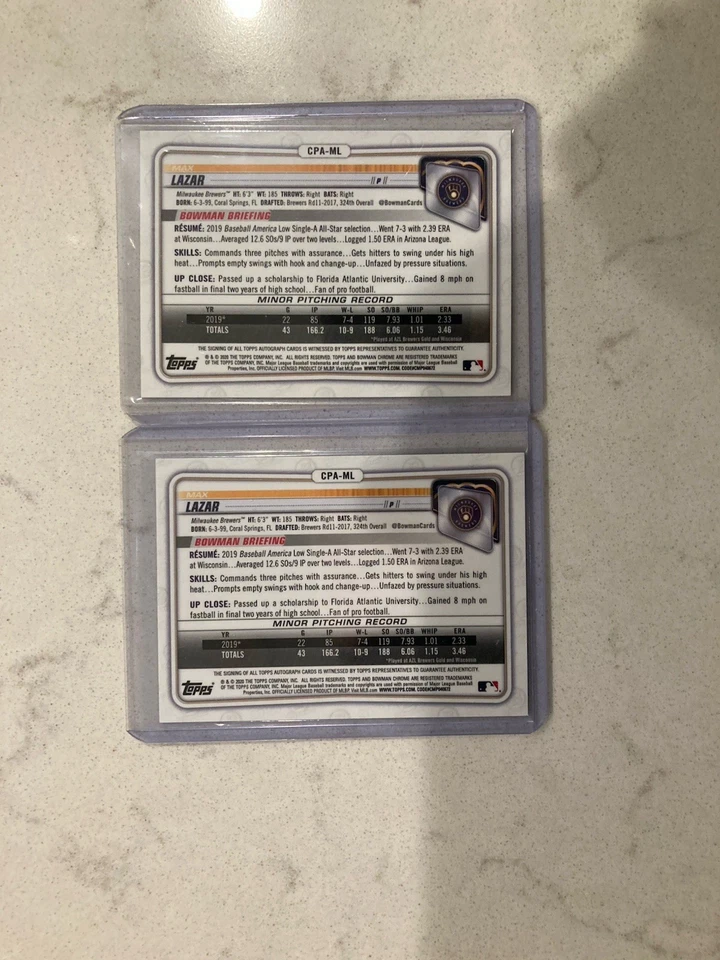 2020 Bowman Chrome Prospect Auto Green Refractor /99 Max Lazar #CPA-ML Auto Lot - Image 4 of 4