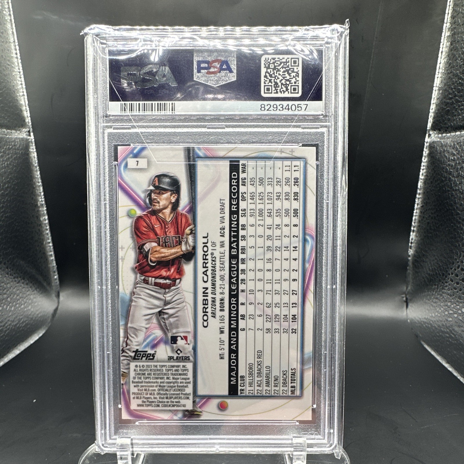 Topps Cosmic Chrome 2023 Corbin Carroll RC Nucleus Refractor #7 PSA 10 view 2