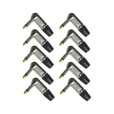10x 6.35mm 1/4" Jack Mono Male Plugs Guitar Cable L Shape Right Angle Connectors