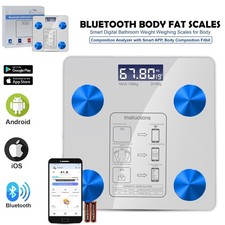 Digital Bathroom Scales 180KG Smart Body Fat BMI Bluetooth Fitness Weight Scale