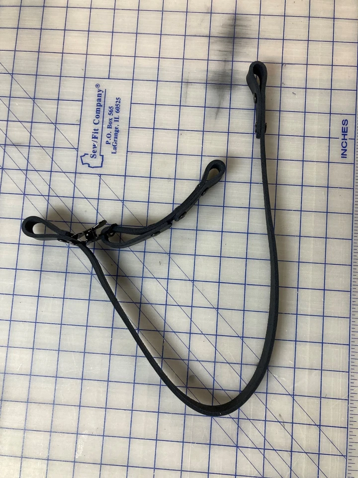 Black 28" Leather Fire Helmet Postman Slide Chinstrap - Image 3 of 4