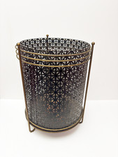 VINTAGE Perforated Metal Wastebasket Paper Bin Midcentury Modern Richard Galef ?