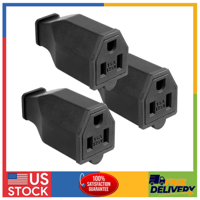 #ad 3 Pack TENINYU Female Electrical Plug End Replacement 15 Amp 125 Volt Black $10.08