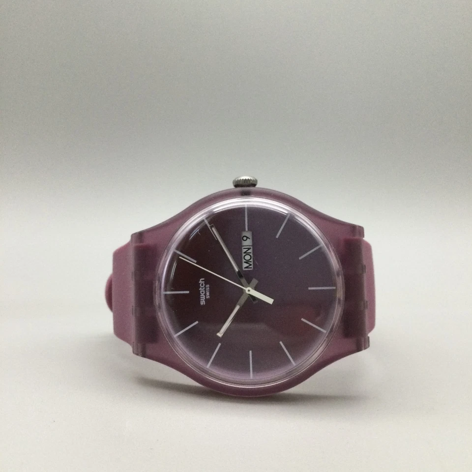 Reloj Swatch Prune Rebel Mujer 41mm Día Fecha Púrpura Hecho en Suiza Batería Nueva Foto 4 de 4