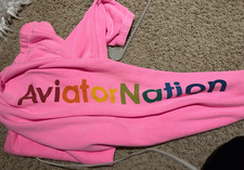 SOLD OUT: Aviator Nation Rainbow Logo Sweatpants Hot Pink Size: Medium Conditio