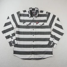 Dixxon Flannel Shirt Mens Large Black White Striped The Tracker Button Up