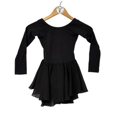 Arshiner Black Long Sleeve Ballet Dance Leotard Dress Kids Size 140