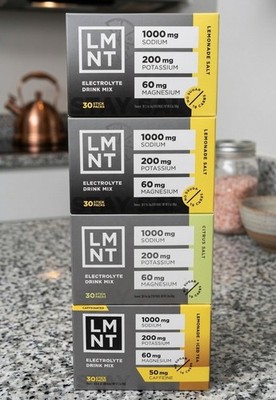 LMNT Electrolyte Drink Mix Variety Pack (4 Boxes / 30 Packs) No Sugar Keto New