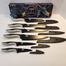 Astercook 12 Piece Kitchen Knife Set With Sheath Black Model A60 K12091P