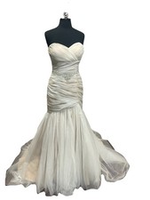 Morilee Ivory Tulle Strapless Ruched Mermaid Wedding Dress Size 14