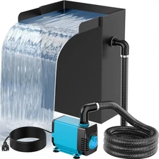 Pond Waterfall Spillway with Pump Kit, 304 Stainless Steel Waterfall with Fil...