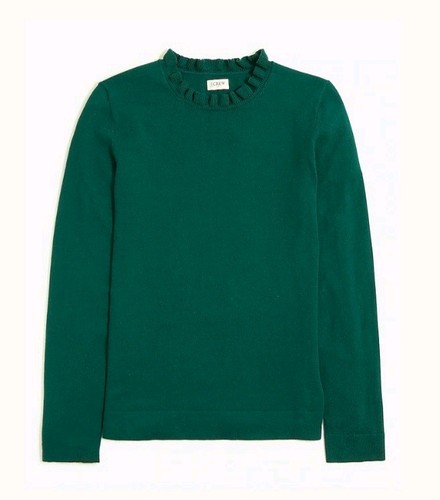 J. CREW Baumwoll Rüschkragen Pullover - Grün Gr. XXL - Neu mit Etikett - Bild 17 von 24
