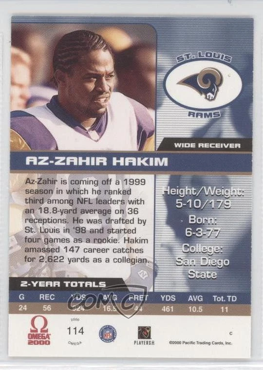 2000 Pacific Omega Copper Missing Serial Number Az-Zahir Hakim #114 - Image 2 of 2