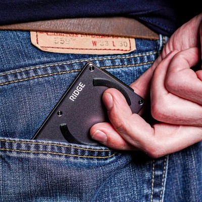 Ridge Wallet Gunmetal Grey MagSafe | RFID Blocking Slim Minimalist Cash Strap
