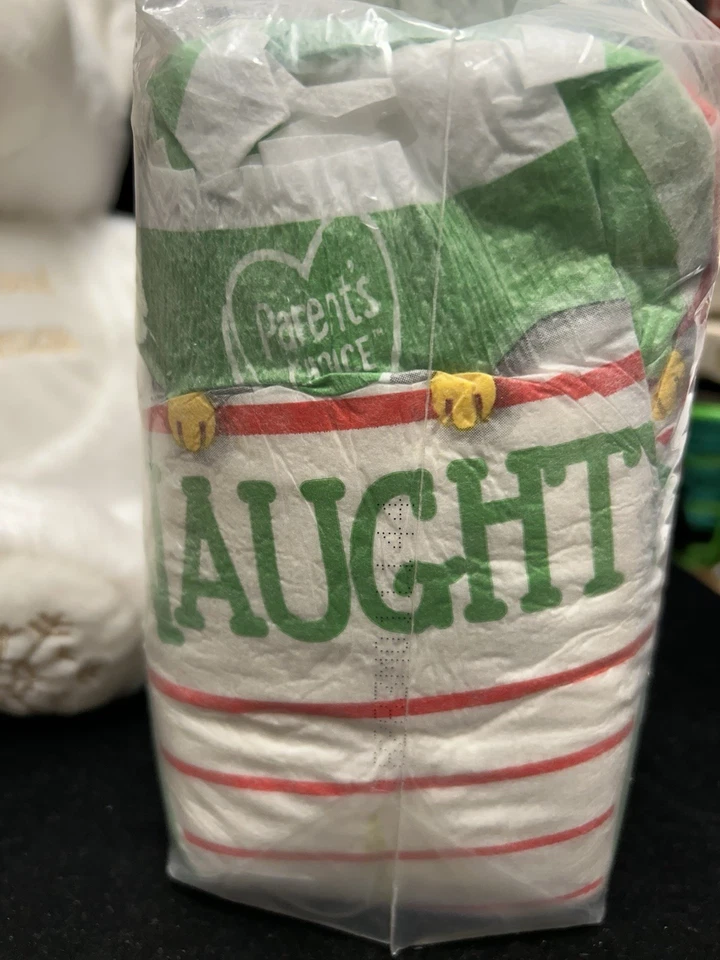 PARENTS CHOICE CHRISTMAS NICE NAUGHTY NB 48 DIAPER SET &  MY 1ST CHRISTMAS PLUSH - Image 2 of 3