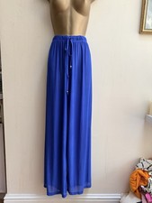 Cobalt Blue Semi Sheer Wide Leg Summer Resort Trousers Pants Xs