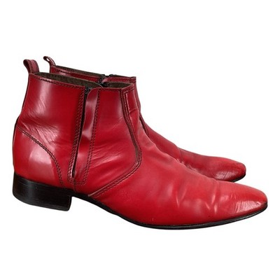 VTG Vero Cuoio Red Fine Italian Leather Boots w/ Side Zip Men s Size EU 43 US 10