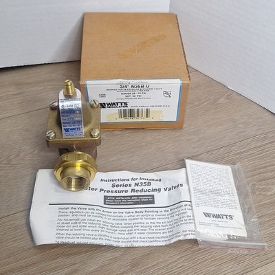 Watts Regulator N35B Pressure Regulator Valve Size ¾ Set: 50Psi Range: 25-75Psi