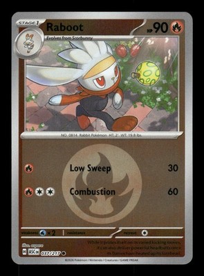 RABOOT (ENERGY SYMBOL PATTERN) 037/217 ASCENDED HEROES POKEMON REVERSE HOLO NM