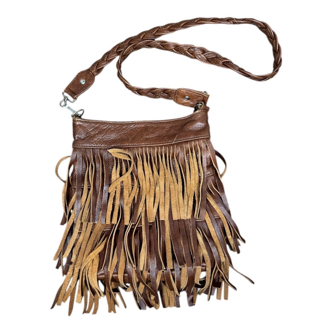 Vintage Brown Leather Fringe Crossbody Bag Made In Mexico Vintage Brown Leather Fringe Crossbody Bag Made In Mexico