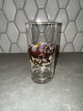 Vintage Rare Rhinoceros Tumbler Beer Drinking Glass, Rhino Mother And Calf