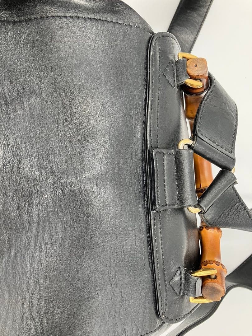 GUCCI Bamboo Drawstring Mini Backpack Rucksack Le… - image 11