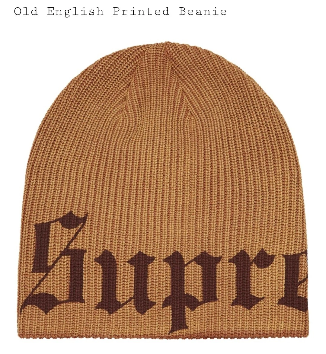 Supreme SS25 ancien bonnet coton imprimé anglais logo marron taille unique neuf CONFIRMÉ