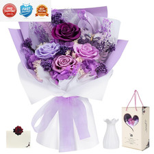 Preserved Flowers for Delivery Prime Purple Bouquet Lasting 1-3...