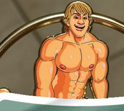 Flynn & Kristoff Risqué  Fantasy 4  Hard Enamel Pin Gay Int 3D Frame Spatter Var