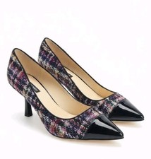 Nine West Stiletto Pointy Toe Pump Textile Size 9.5M Multicolor Plaited