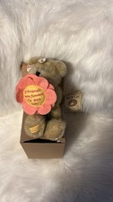 Boyds Teddy Bear Plush The Head Bean Collection Beige with Flower Black Eyes