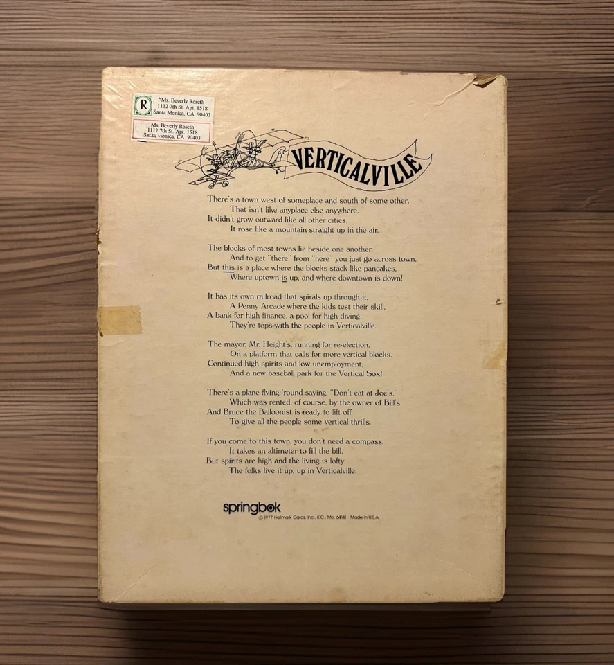 Vintage 1977 Springbok VERTICALVILLE 500+ Pc Jigsaw Puzzle by Hallmark COMPLETE - Image 2 of 4