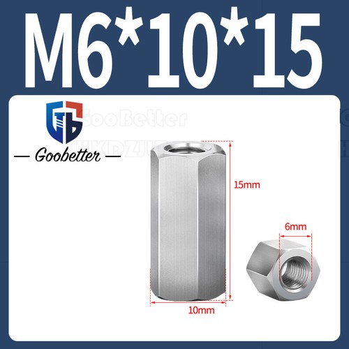 M3-M24 304 Stainless Steel Hexagon Hex Long Connector Joint Tubular Coupling Nut - Picture 30 of 87