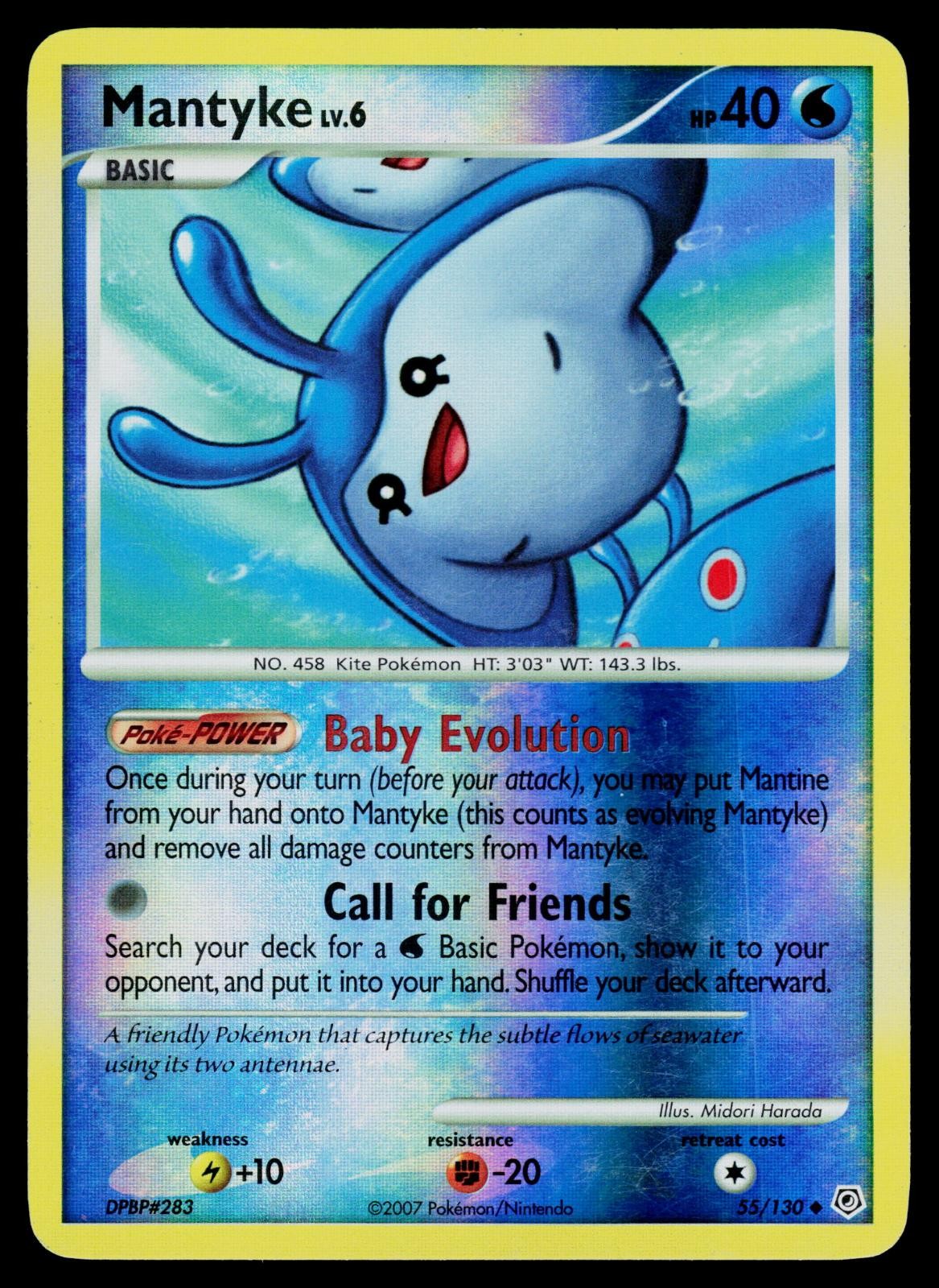 Mantyke 55/130 Uncommon Diamond & Pearl Pokemon Reverse Holo Lightly Played
